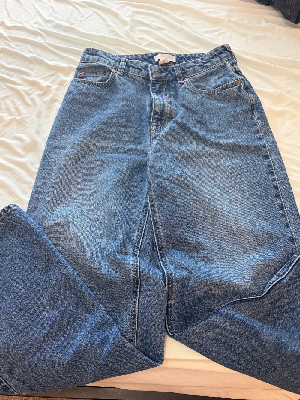 H&M High-Rise Straight-Leg Blue Denim Jeans